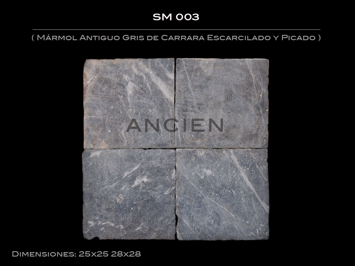 Mármol Antiguo Gris de Carrara Escarcilado y Picado SM 003