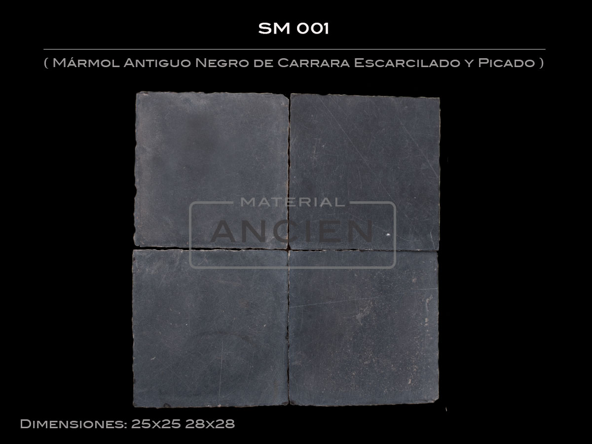 Mármol Antiguo Negro de Carrara Escarcilado y Picado SM 001-3