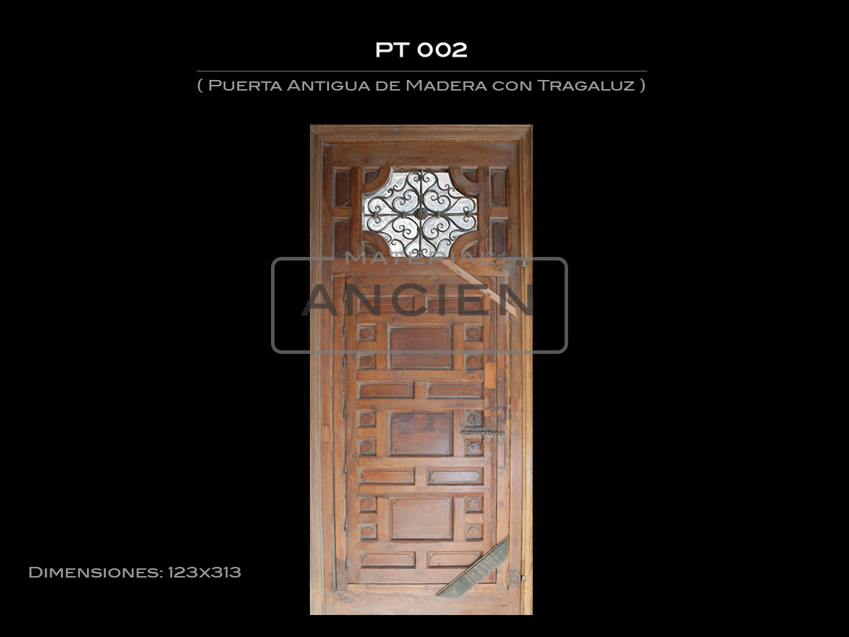 Puerta Antigua de Madera con Tragaluz PT 002